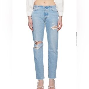 Levi's Distressed Ankle Jeans in Light Blue